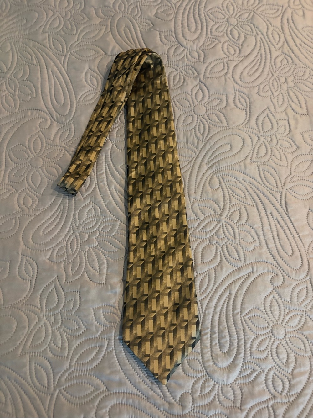 Gold & Black Geometric Tie By Bugatti